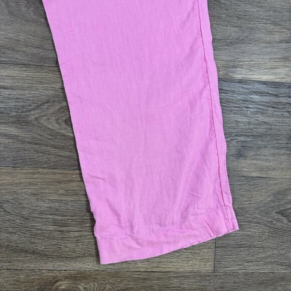 Charter Club Luxury Linen Pants M Pink Wide Leg Elastic Drawstring Waist - Picture 13 of 13
